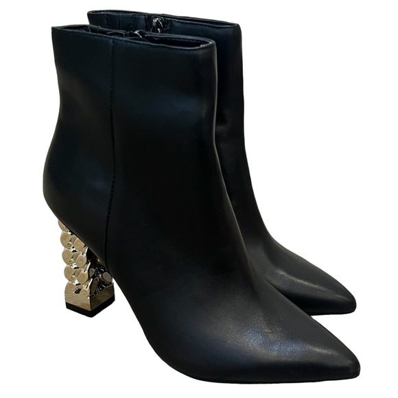 NEW WHITE HOUSE BLACK MARKET BLACK KELSEA CHAIN HIGH HEEL BOOTIES BOOTS SIZE 6 - Picture 4 of 15